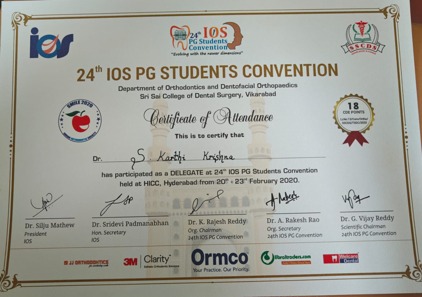 IOS 24th PG Convention — Delegate Attendance